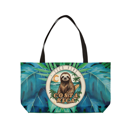 Costa Rica Tico Vibe Surfing Sloth Weekender Tote Bag