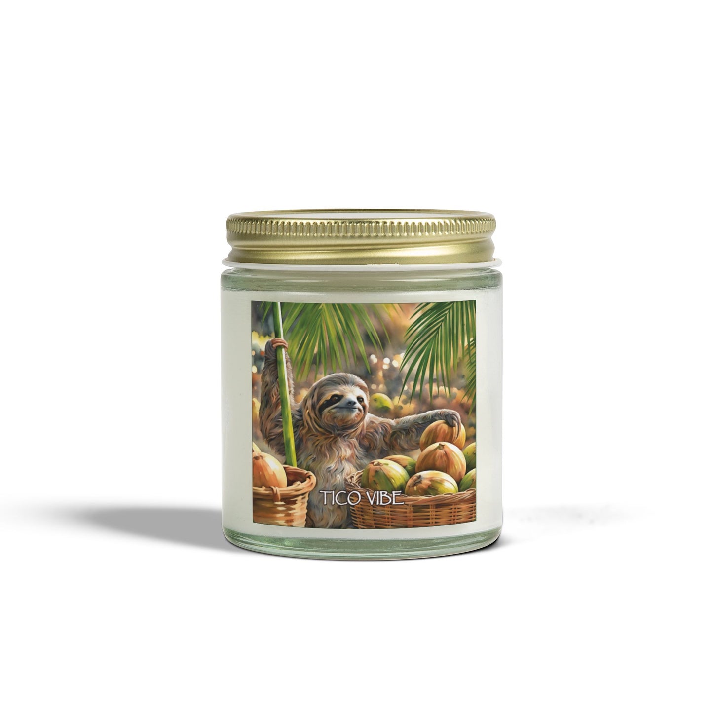 Coco Sloth Relaxing Scented Candles – Coconut Apricot Wax (4oz & 9oz)