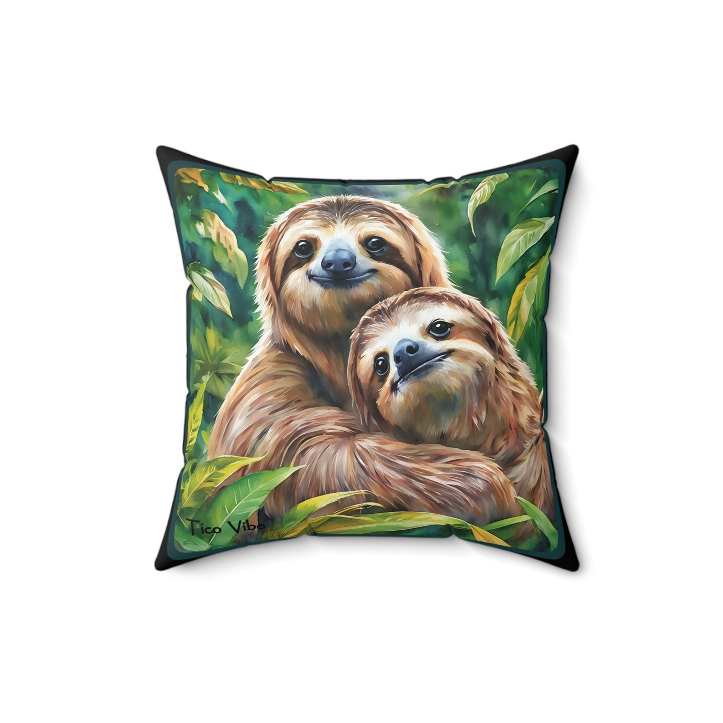 "Sloth Love: A Hug for Two" Spun Polyester Square Pillow