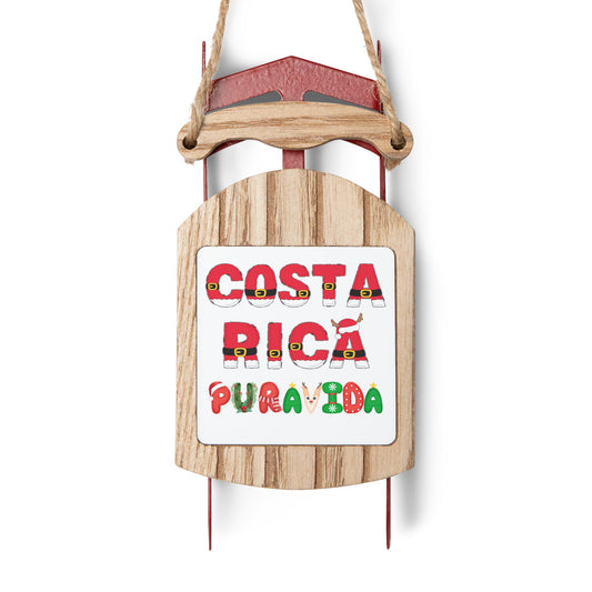 "Costa Rica Pura Vida Santa Words" Sled Ornaments