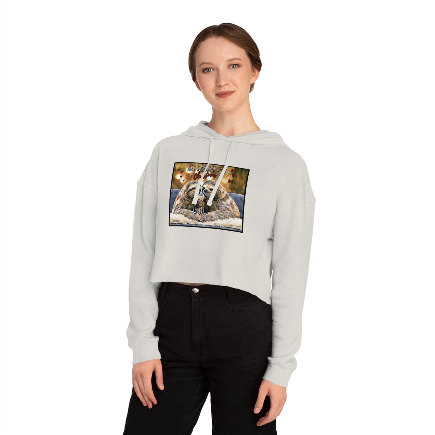 "All I want for Christmas" Women’s Cropped Hooded Sweatshirt