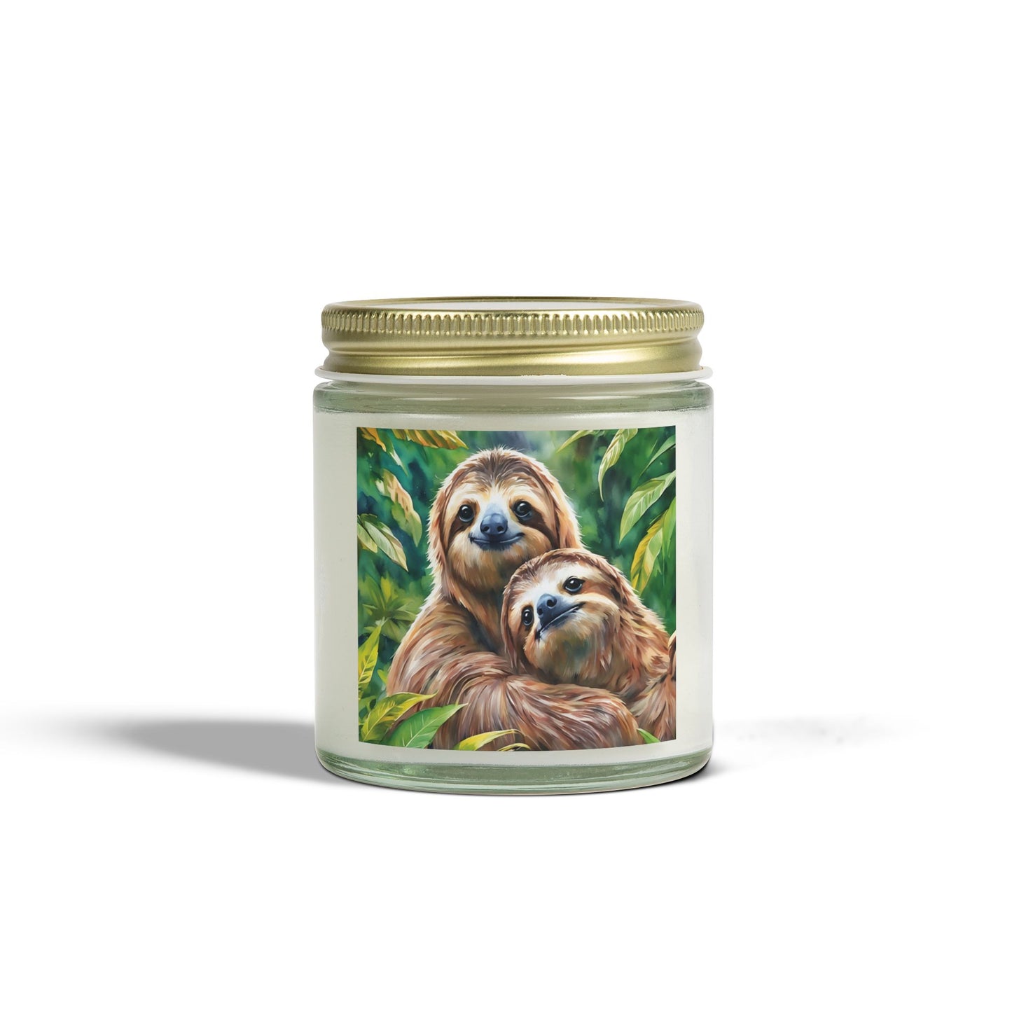 Cozy Sloth Scented Candles – Coconut Apricot Wax, 4oz & 9oz Options