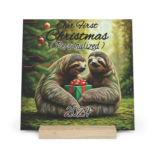 "Our First Christmas" (Personalized) Gallery Board with Stand