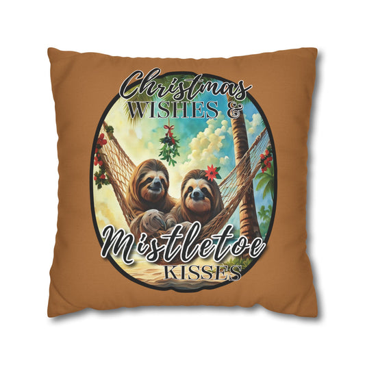 "Mistletoe Kisses" Spun Polyester Square Pillowcase