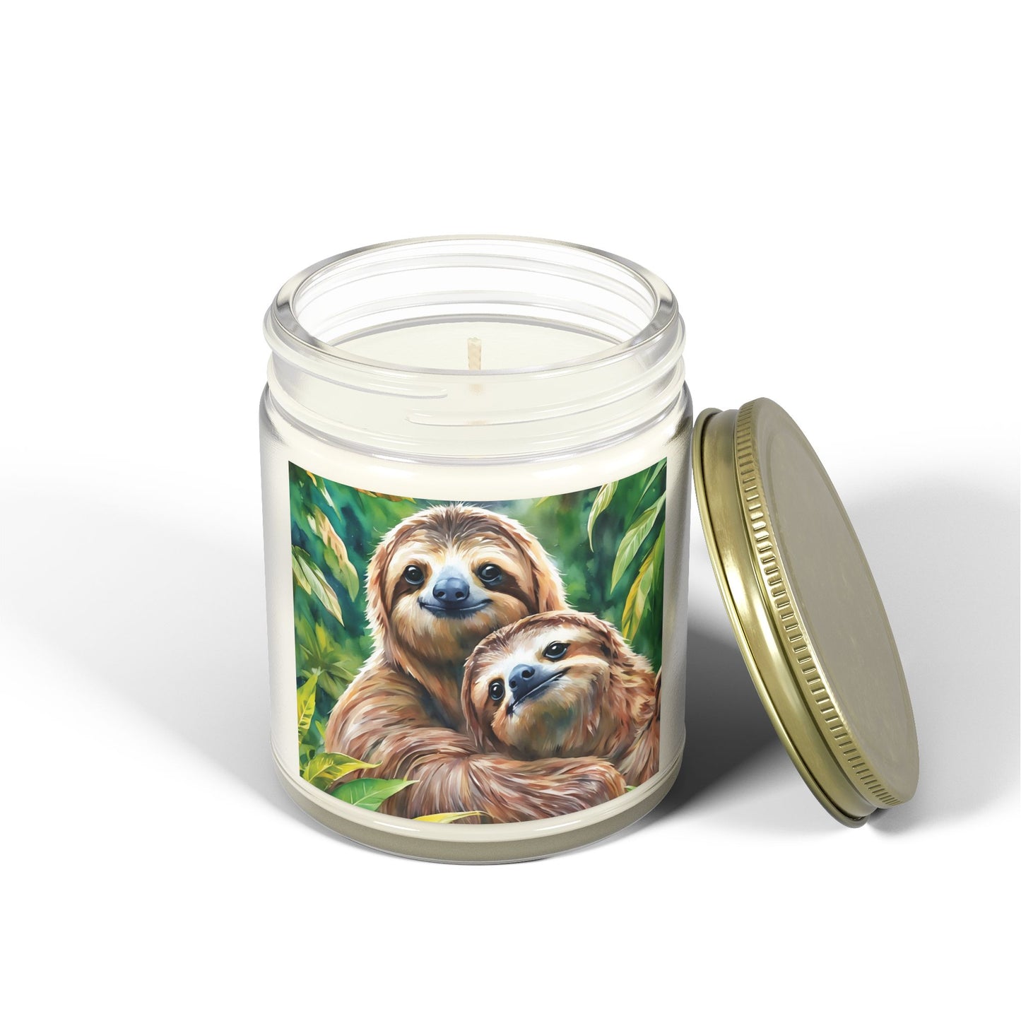 Cozy Sloth Scented Candles – Coconut Apricot Wax, 4oz & 9oz Options