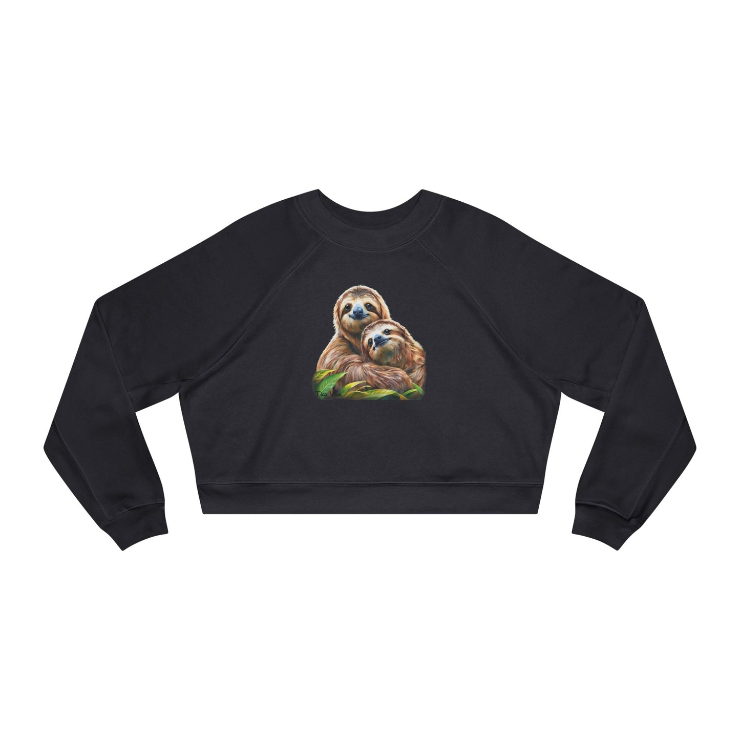 "Sloth Love: A Hug for Two" Women's Cropped Fleece Pullover