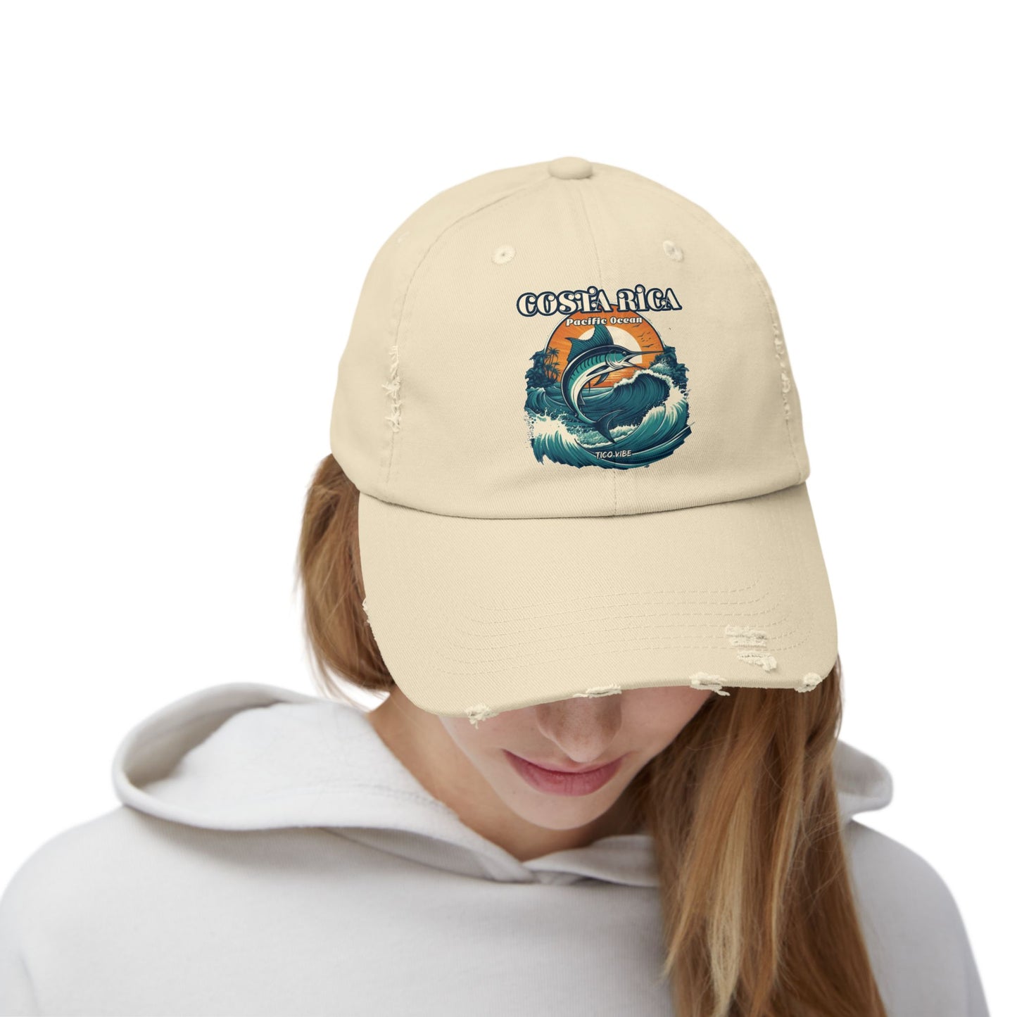 Costa Rica Marlin Fishing Distressed Unisex Cap | 100% Cotton Twill