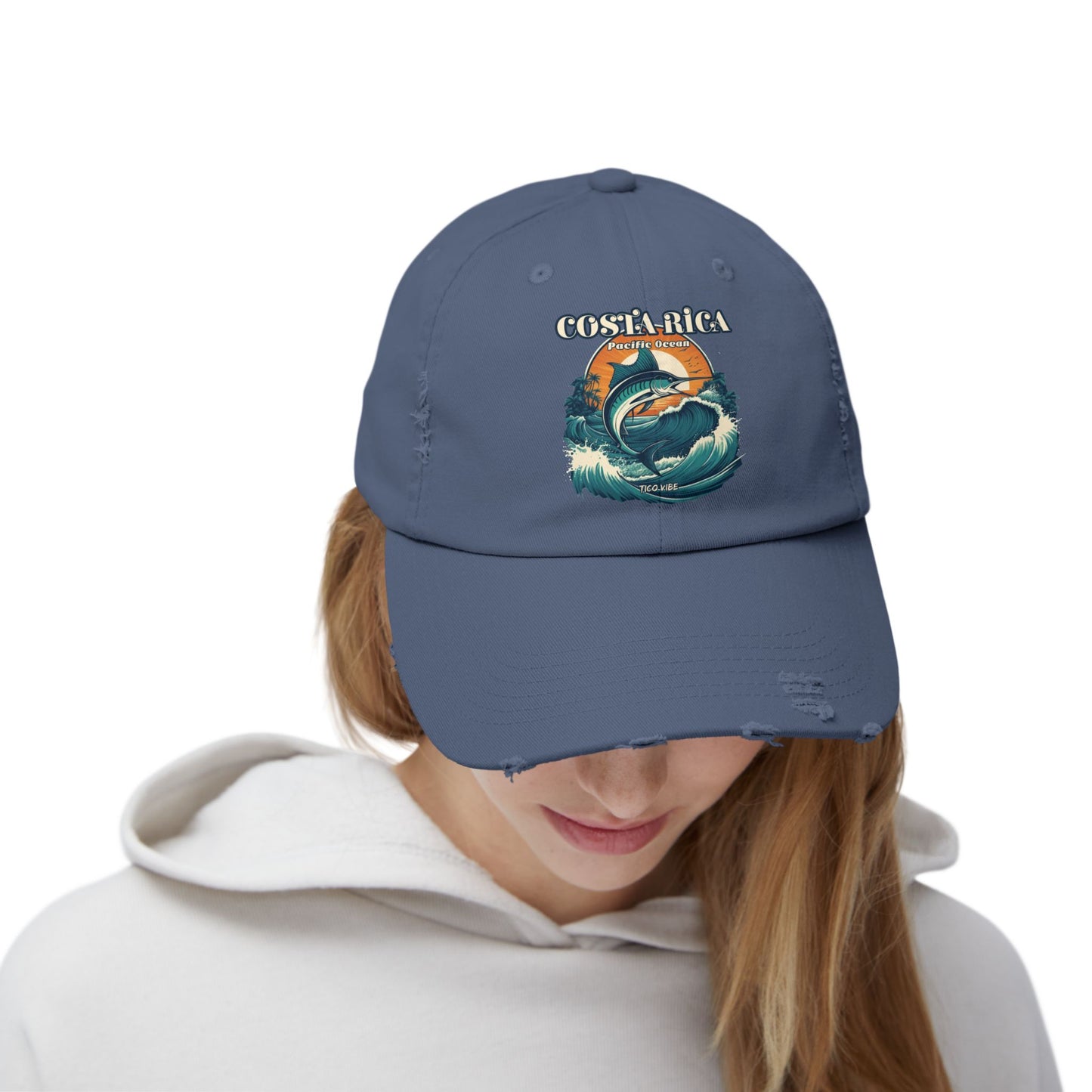 Costa Rica Marlin Fishing Distressed Unisex Cap | 100% Cotton Twill