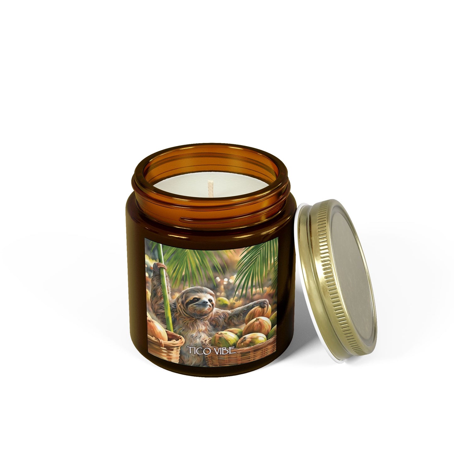 Coco Sloth Relaxing Scented Candles – Coconut Apricot Wax (4oz & 9oz)