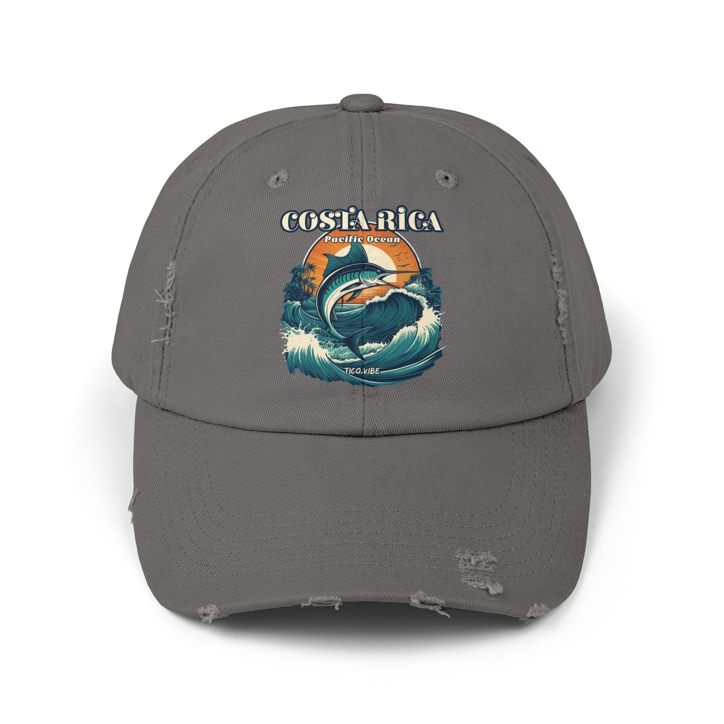 Costa Rica Marlin Fishing Distressed Unisex Cap | 100% Cotton Twill