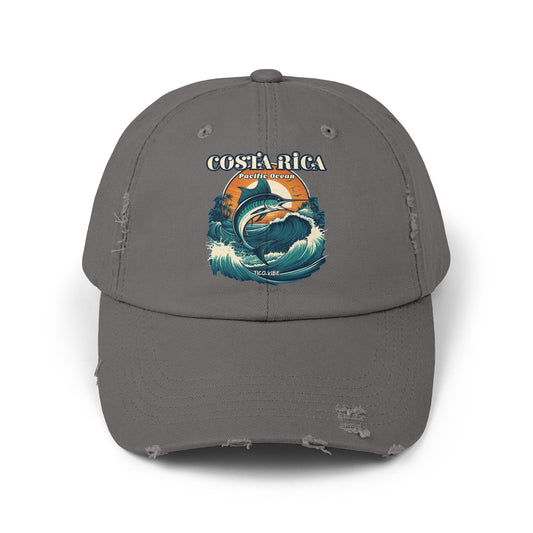 Costa Rica Marlin Fishing Distressed Unisex Cap | 100% Cotton Twill