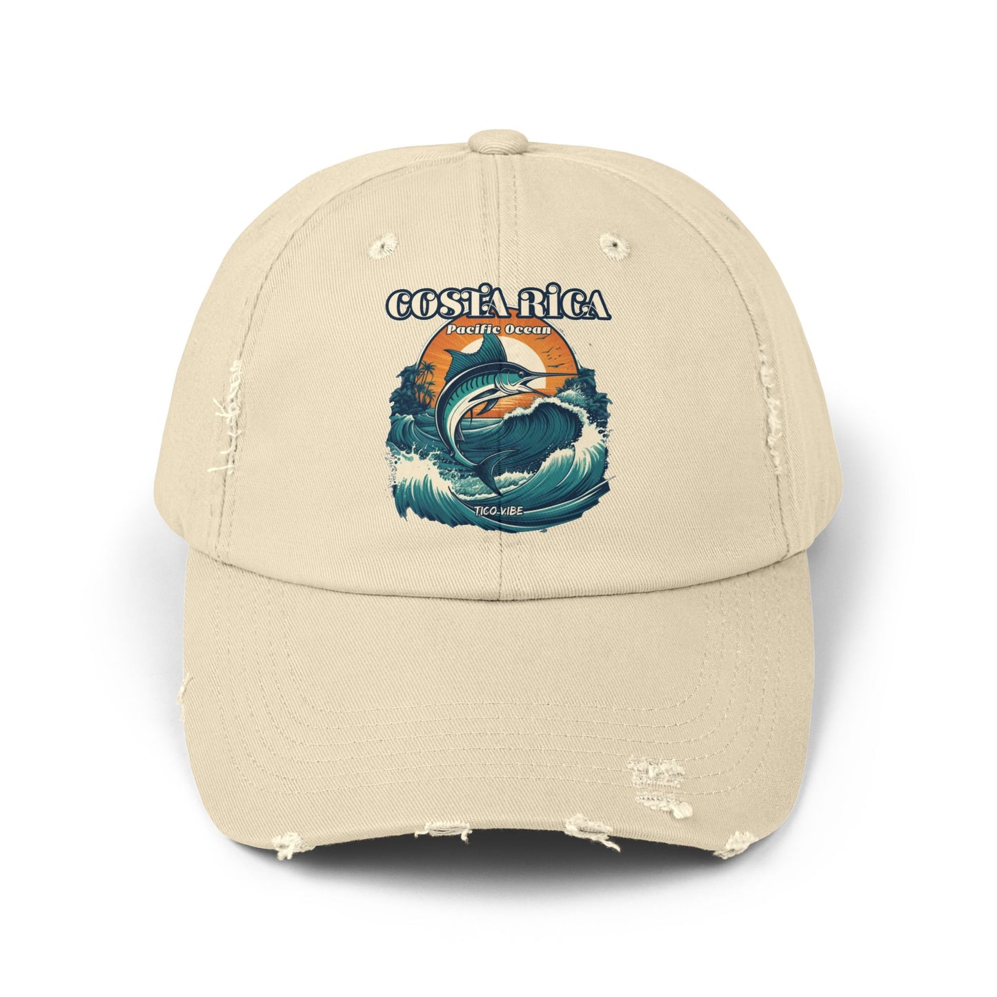 Costa Rica Marlin Fishing Distressed Unisex Cap | 100% Cotton Twill