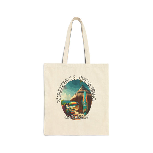 "Viviendo la Pura Vida" Cotton Canvas Tote Bag