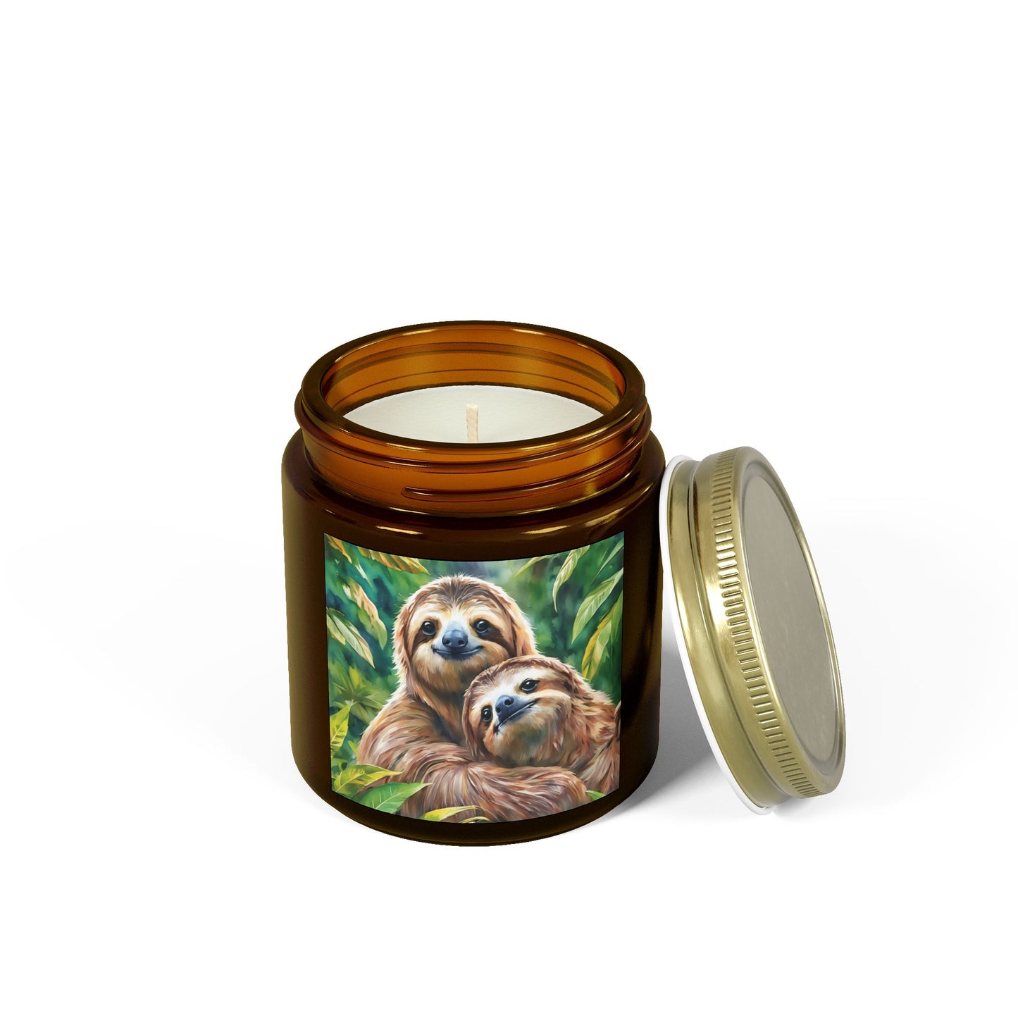 Cozy Sloth Scented Candles – Coconut Apricot Wax, 4oz & 9oz Options