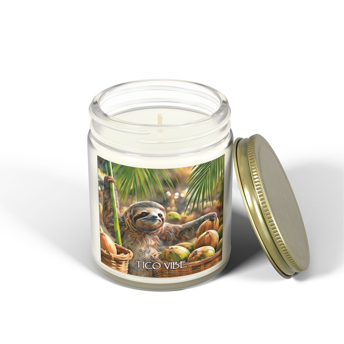 Coco Sloth Relaxing Scented Candles – Coconut Apricot Wax (4oz & 9oz)