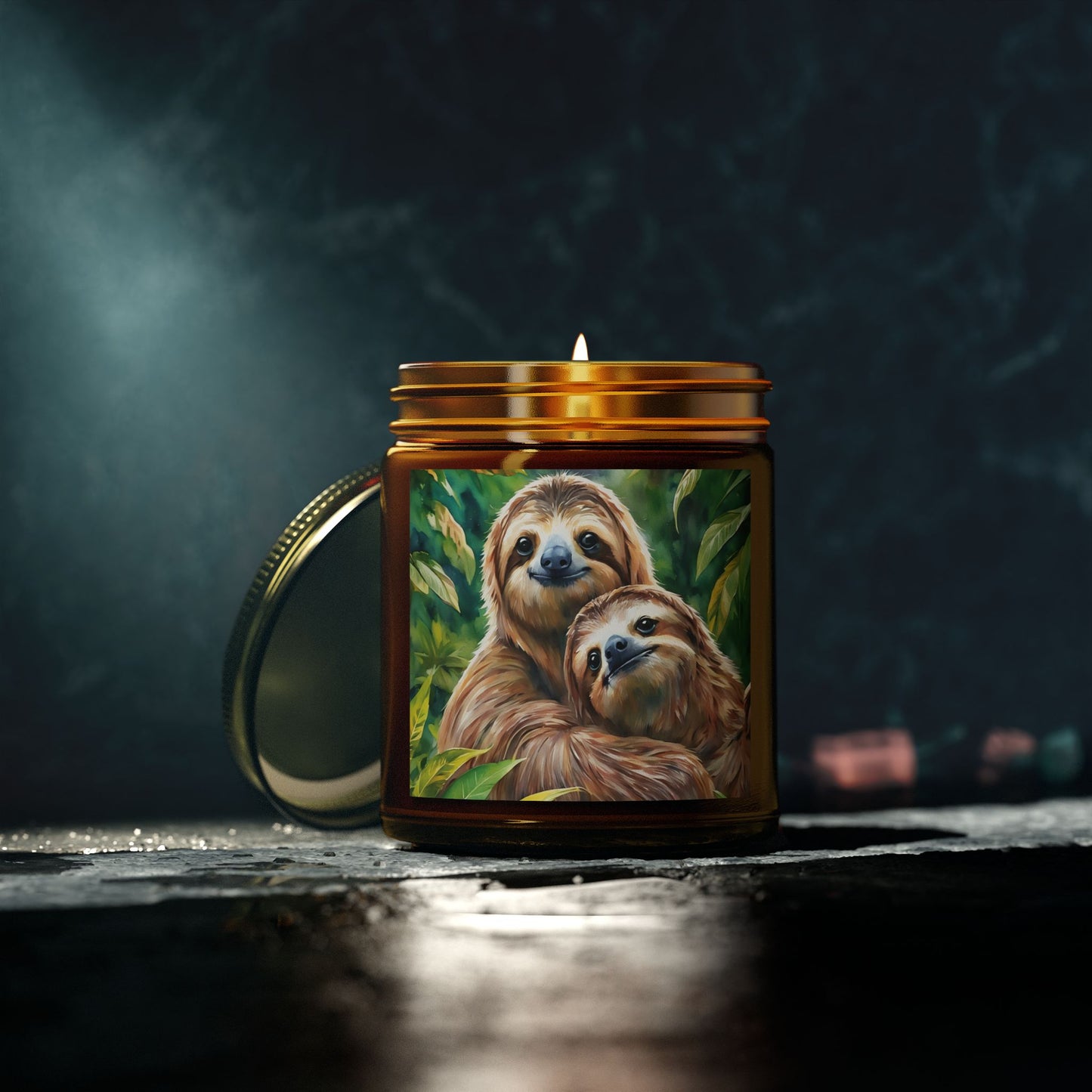 Cozy Sloth Scented Candles – Coconut Apricot Wax, 4oz & 9oz Options