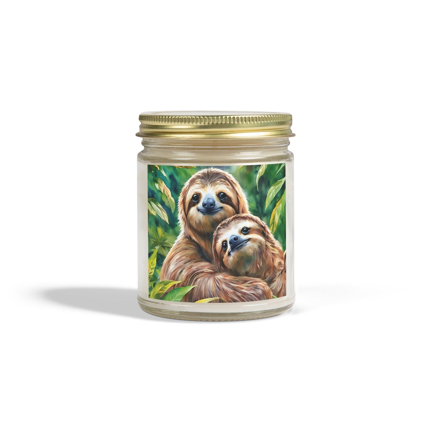 Cozy Sloth Scented Candles – Coconut Apricot Wax, 4oz & 9oz Options