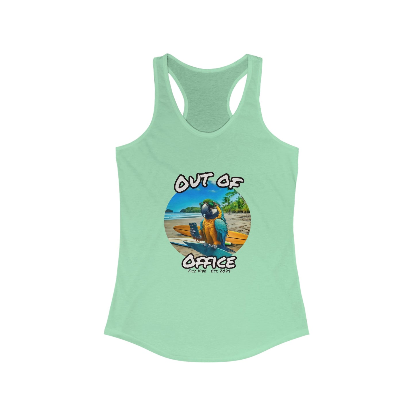 "Out of office" Women's Ideal Racerback Tank