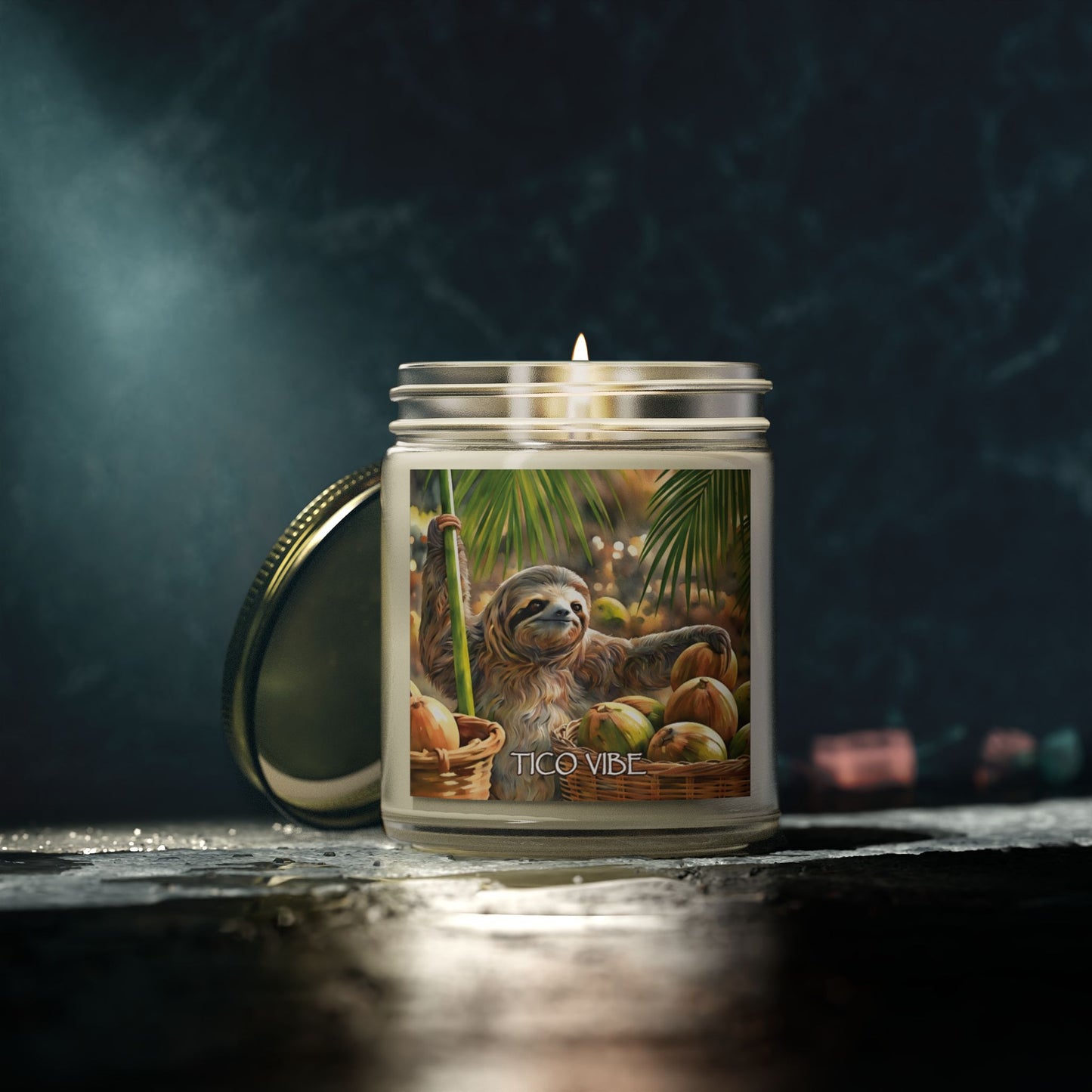 Coco Sloth Relaxing Scented Candles – Coconut Apricot Wax (4oz & 9oz)