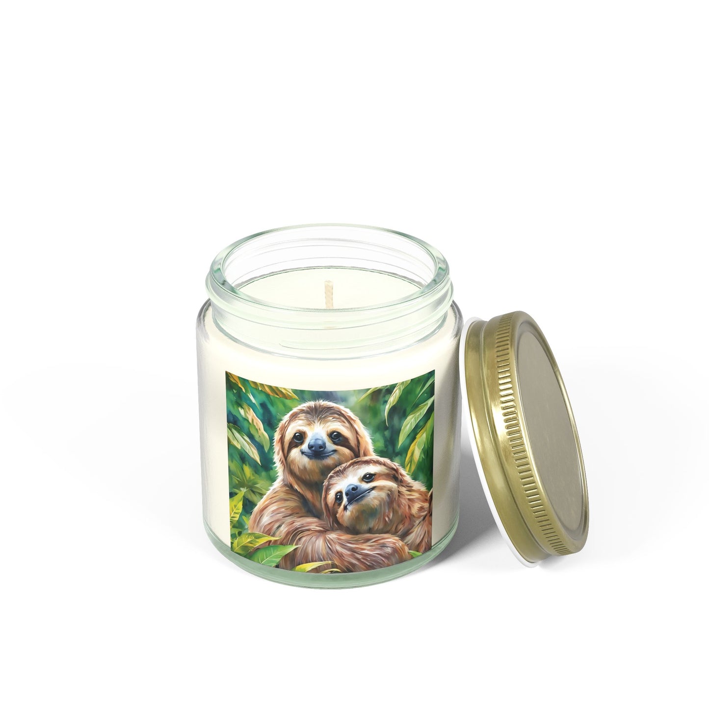 Cozy Sloth Scented Candles – Coconut Apricot Wax, 4oz & 9oz Options