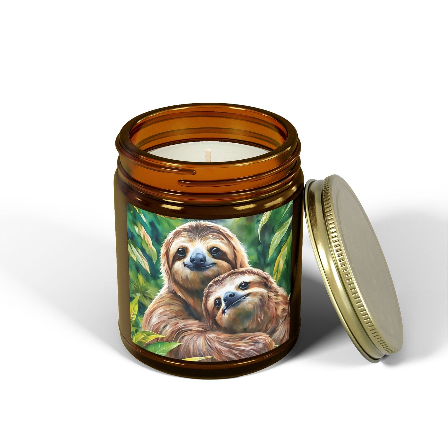 Cozy Sloth Scented Candles – Coconut Apricot Wax, 4oz & 9oz Options