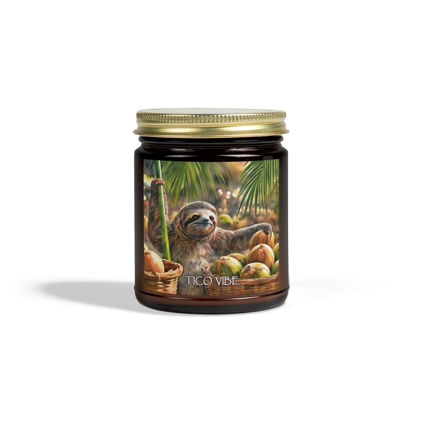 Coco Sloth Relaxing Scented Candles – Coconut Apricot Wax (4oz & 9oz)