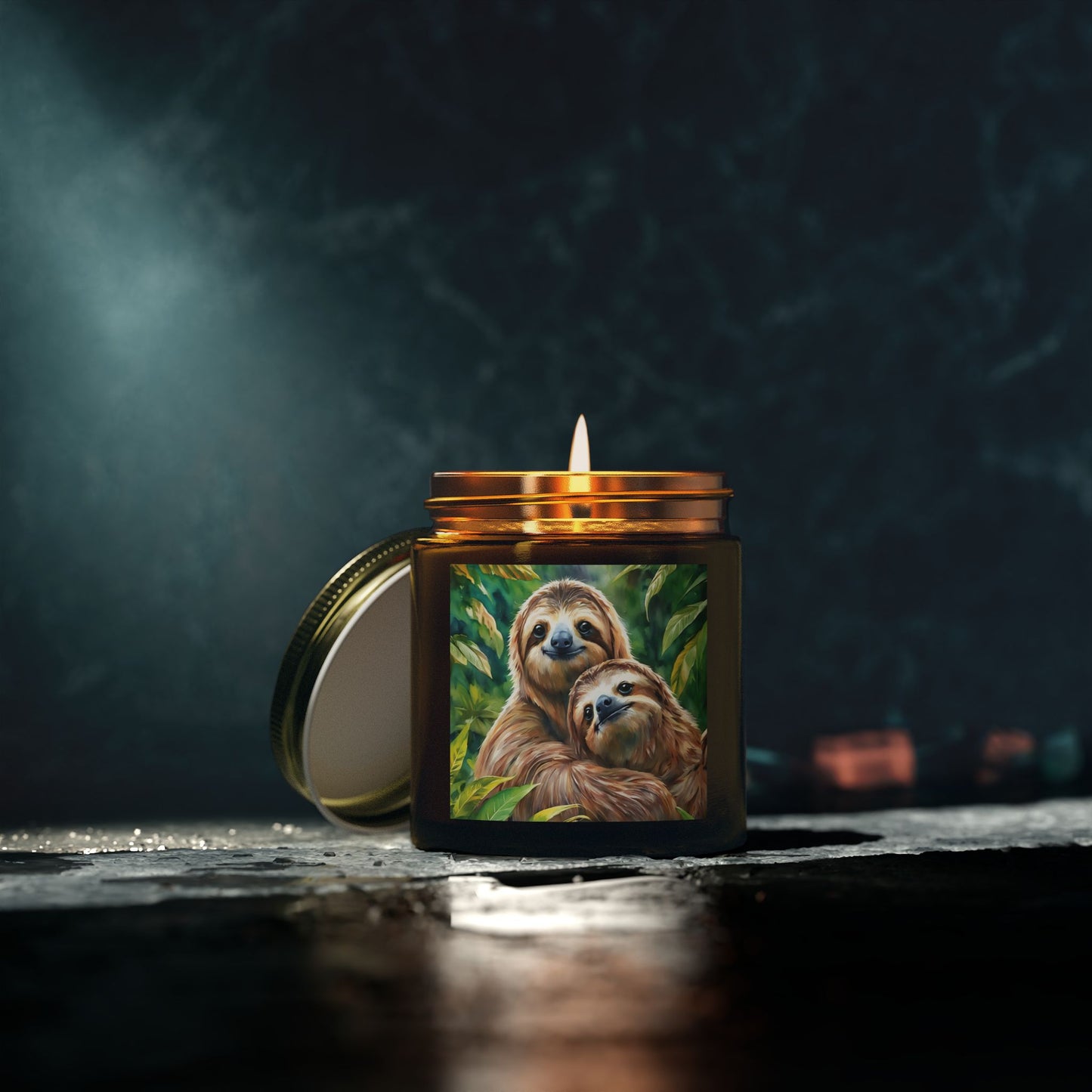 Cozy Sloth Scented Candles – Coconut Apricot Wax, 4oz & 9oz Options