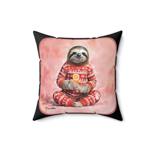 "Gingerbread Sloth" Festive Pillow Spun Polyester Square Pillow