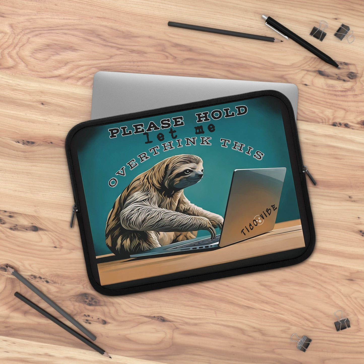 Please Hold – Overthinker Sloth Laptop Sleeve